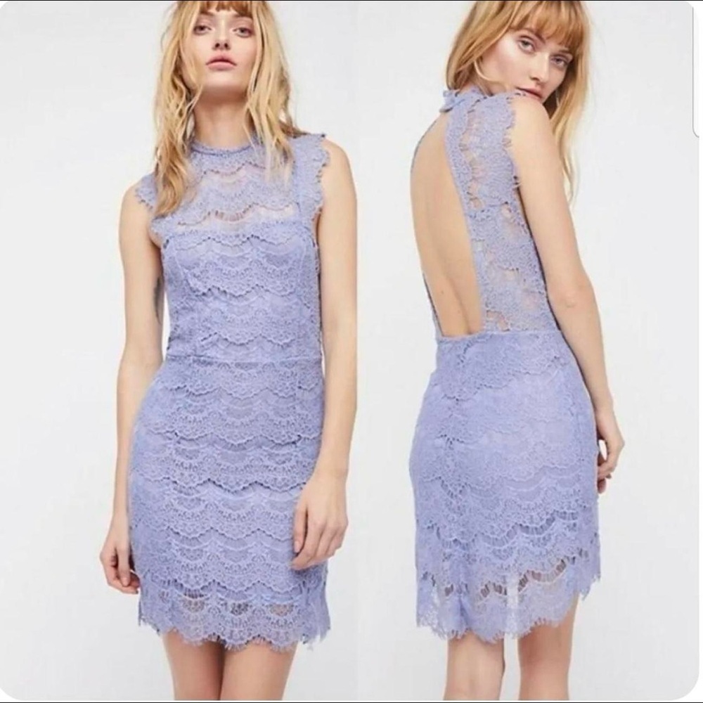 NWT Intimately Free People Purple Lace Daydream Dress Backless High-Neck, Large